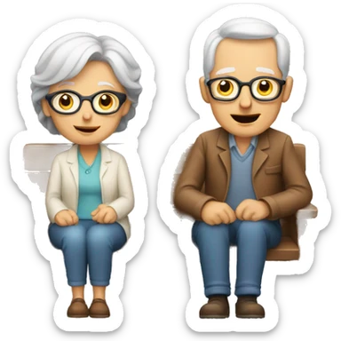 Older couple sitting on lap facing sticker