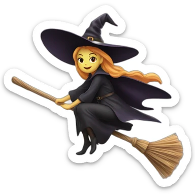 witch-flie— on a broomstick sticker