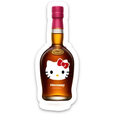 Hennessy bottle with hello Kitty sticker