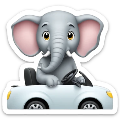 An elephant driving a car sticker