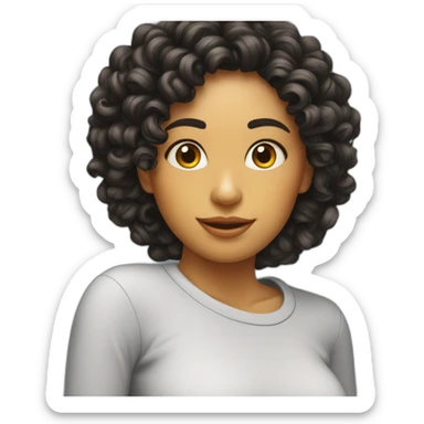 Mujer fotografa cabello rizado sticker