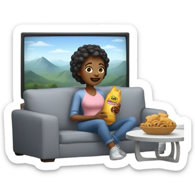 mom watching tv sticker