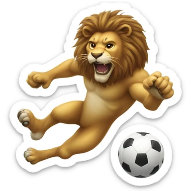 Lion kicking a football sticker