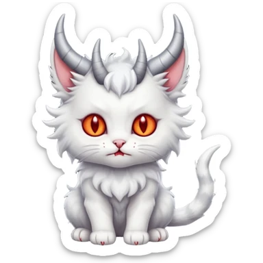 dark grey and white devil satan kitten sticker