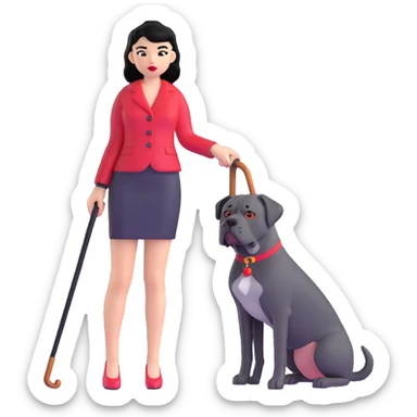 Fashionable girl with black hair and red lips with a Cane Corso dog sticker