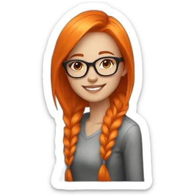 beautiful-fashion-white-girl with orange hair with glasses smiling sticker