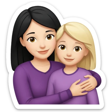 Love of black haired mother for blonde daughter  sticker