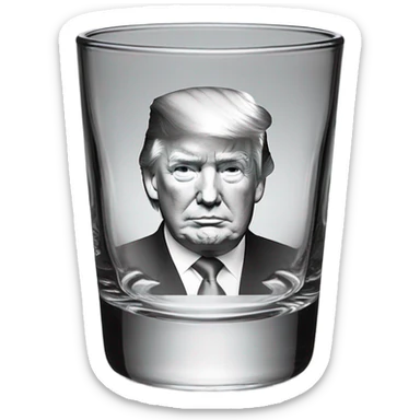Whiskey glass with an image of Donald Trumps face  sticker