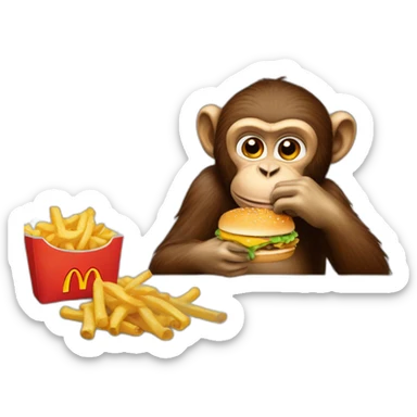 An monkey eating à McDonald’s sticker