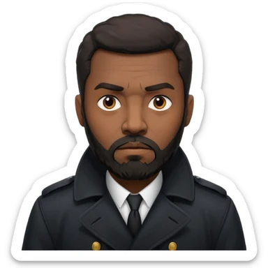 black bearded man in black in black trenchcoat  sticker