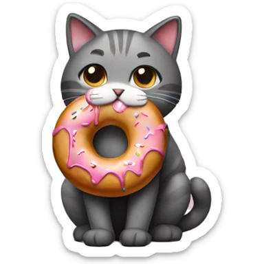 a cat with a donut sticker