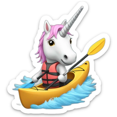 a kayaking unicorn sticker