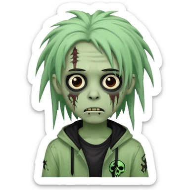 boy zombie with black dreads emo sticker