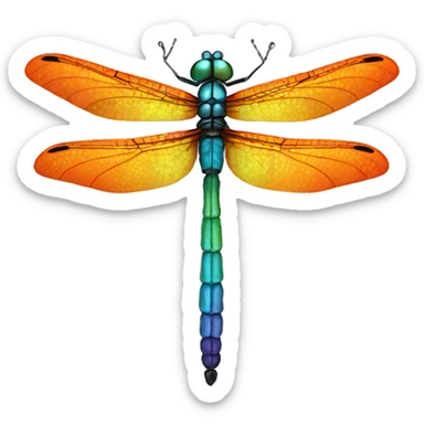 Orange rainbow dragonfly  sticker
