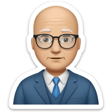 a big bald guy with glasses names lester griel sticker