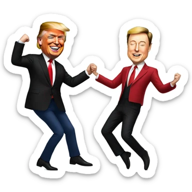Elon Musk and Trump dancing together sticker