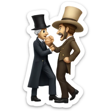 French man with a very tall hat slapping a man sticker