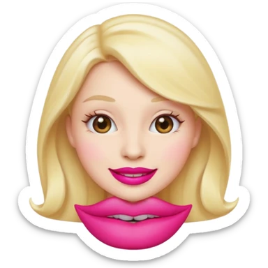 Emoji female with fake lips sticker