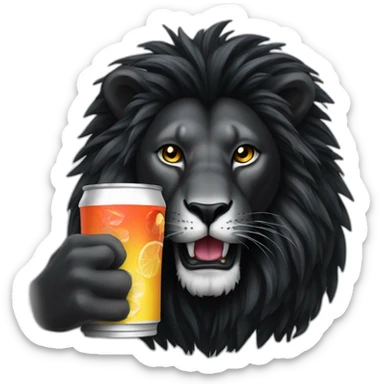 Black lion drinking energy drink sticker