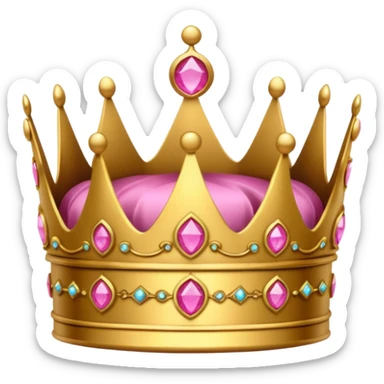 small crown golden with pink gems sticker