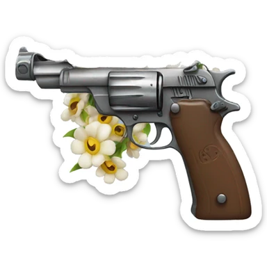 Gun with flowers sticker