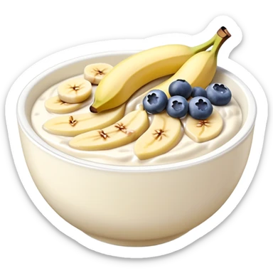yogurt bowl banana and bluberries with peanut butter and honey on top sticker