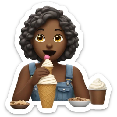 Girl in the mountains eating ice cream and drinking cofee sticker