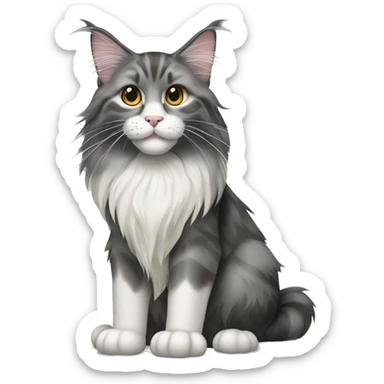 A maine coon cat with gray and black hair sticker