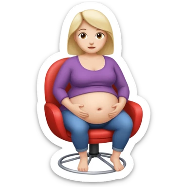 woman with unnaturally round belly (belly the size of a chair) sticker