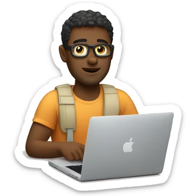 developer working on a macbook on vacation sticker