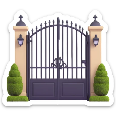 elegant house entrance with wrought iron fence and gate sticker