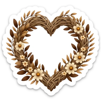 nature wreath heart, boho  sticker