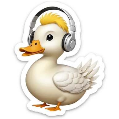duck listening to music with headphones  sticker