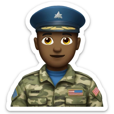 Military solider with blue camouflage uniform sticker