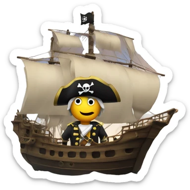 Pirate on top of a ship looking true a binocle sticker
