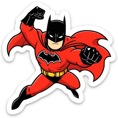 Batman wearing a red suit sticker