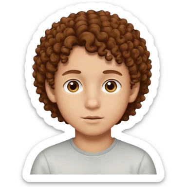Light skinned boy with brown eyes and brown curly hair sticker