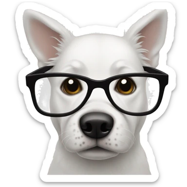 make a white dog with black glasses sticker
