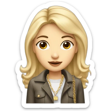 Blonde Asian girl who is a software engineer with Birkin bag and Chanel necklace sticker