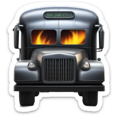 Darth Vader’s armored 1936 school bus with holographic horizontal flames  sticker