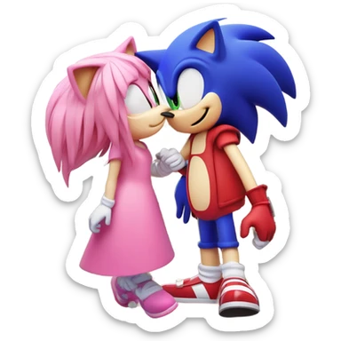 Sonic the hedgehog kissing amy sticker