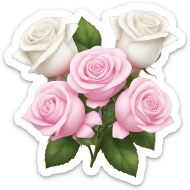 white and pink roses with bow sticker