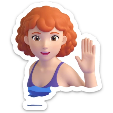 thin 18-year-old white female athlete swimmer with curly red hair about to enter a pool sticker