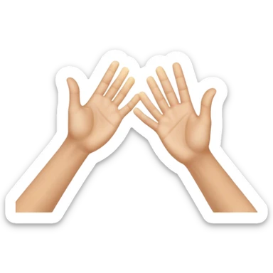 A dynamic depiction of two open hands meeting mid-air in a celebratory palm touch, with a subtle motion blur or impact lines to indicate movement. A small burst of energy or spark appears at contact, excitement, teamwork, or shared success. sticker