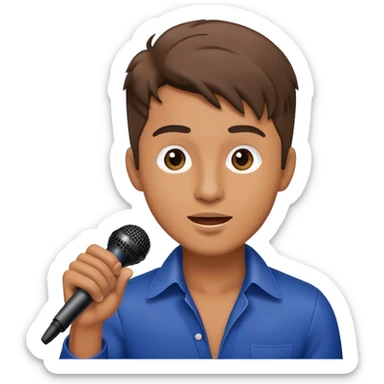 passionate male singer holding microphone sticker