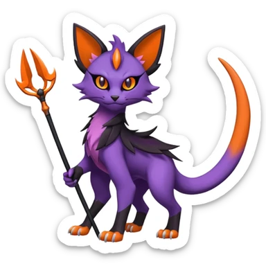 Liepard-Noivern-Litten-Sprigatito-Pokémon-fusion-creature with a scythe-shaped tail-tip (full body) sticker