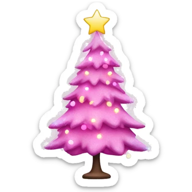 Pink Christmas tree with lights sticker
