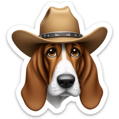 Basset hound with cowboy hat sticker