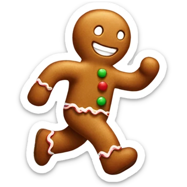 Gingerbread man running from oven sticker