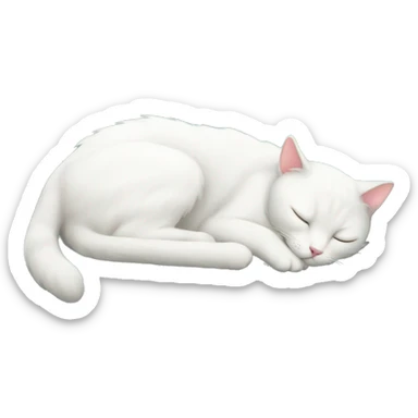 White cat sleeping on a couch  sticker